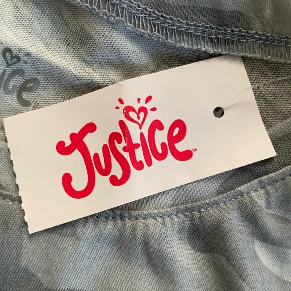 Justice Gray Camo Gold Glitter “GRL POWER” Short Sleeve Tee-Shirt
